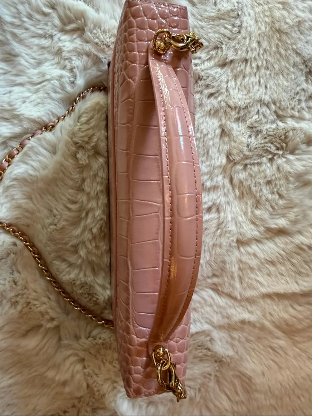 RARE NEW Chanel 26B Pink Embossed Croc Large 25cm Slim Vanity